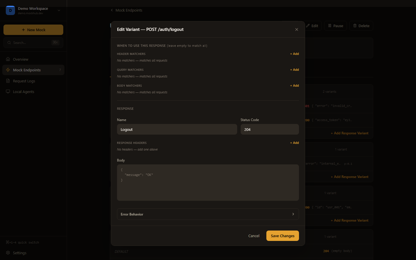 Error simulation configuration